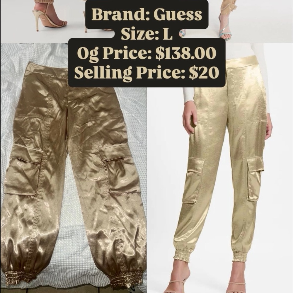 Guess Women's Gold Cargo Joggers